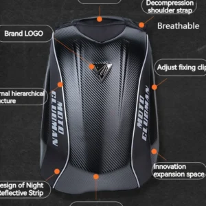 Alternative view of Motorcycle backpack travel full helmet bag rider carbon fiber pattern motorcycle riding waterproof hard shell backpack