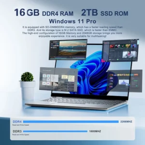 Alternative view of 2025 Portable Windows 11 Laptop Computer PC 14.1" 1920*1080P Notebook Intel Core i9 8950HK 16GB RAM 1TB 2TB SSD Office Gaming PC
