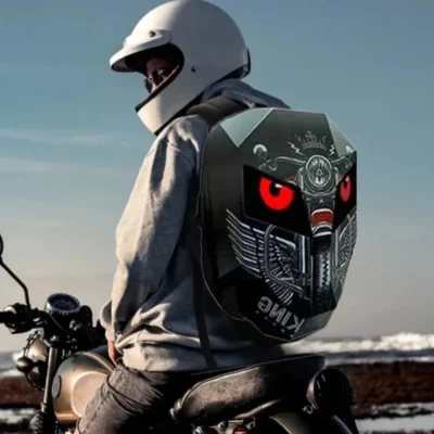 Knight Cycling LED Backpack with Eye Motorcycle Helmet Bluetooth APP Control Waterproof Hard Shell Laptops cool Bags LED Mochila